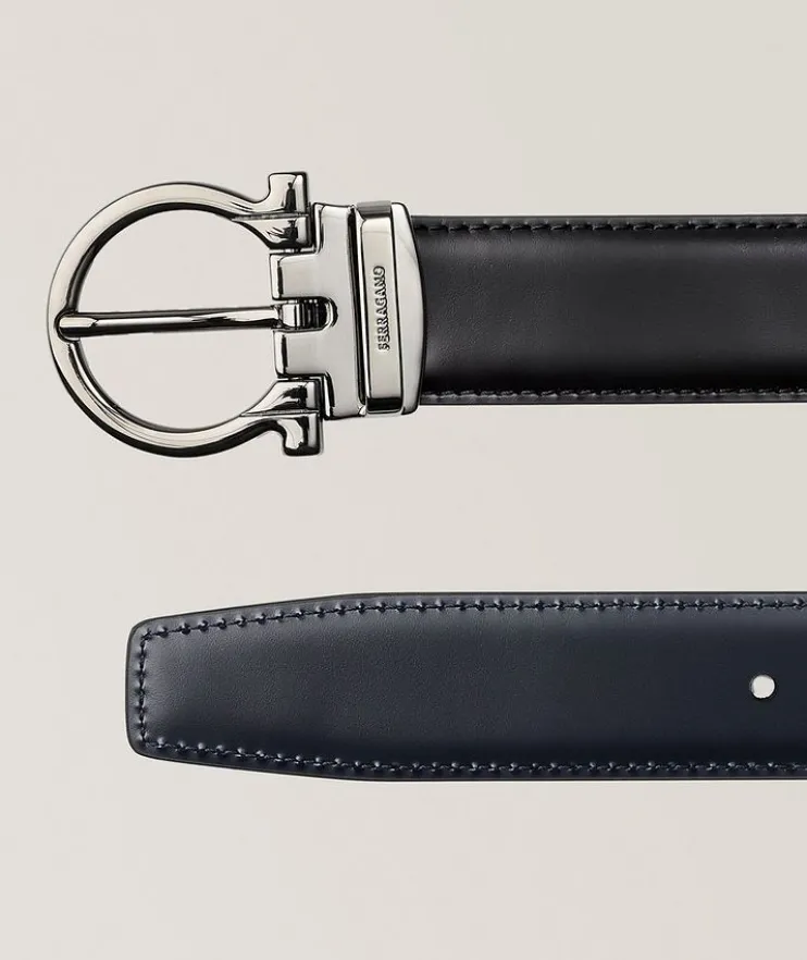 Reversible Gancini Leather Belt