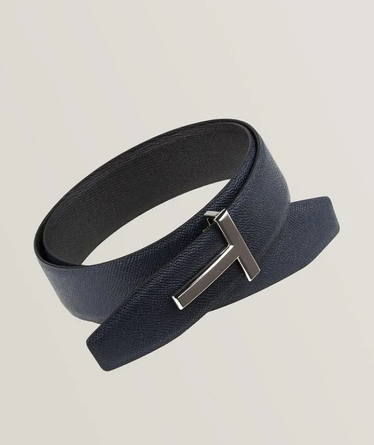 Reversible Grain Leather Textured Belt