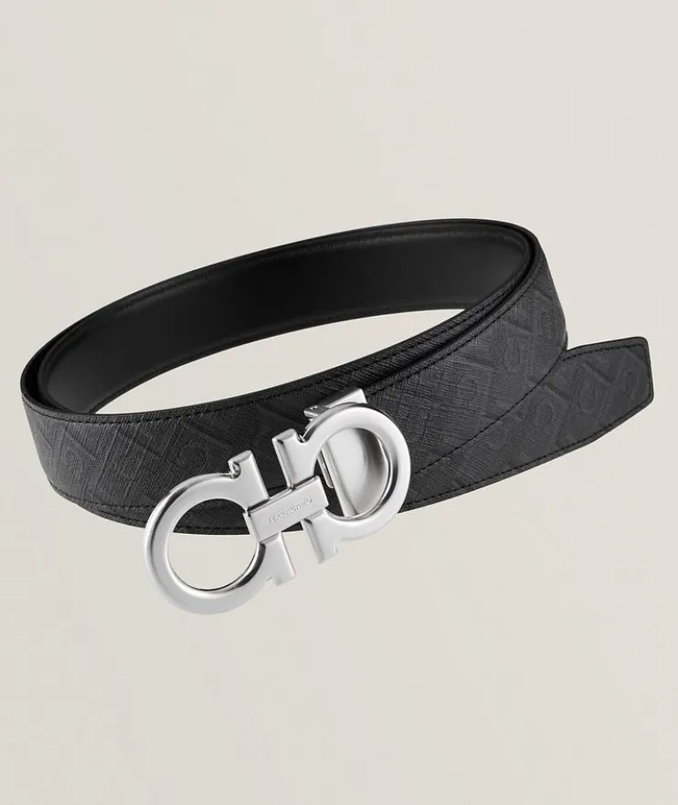 Reversible Leather Monogram Gancio Belt