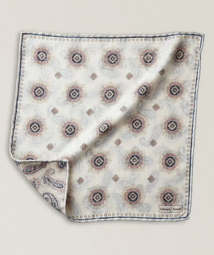 Reversible Medallion-Paisley Silk Pocket Square