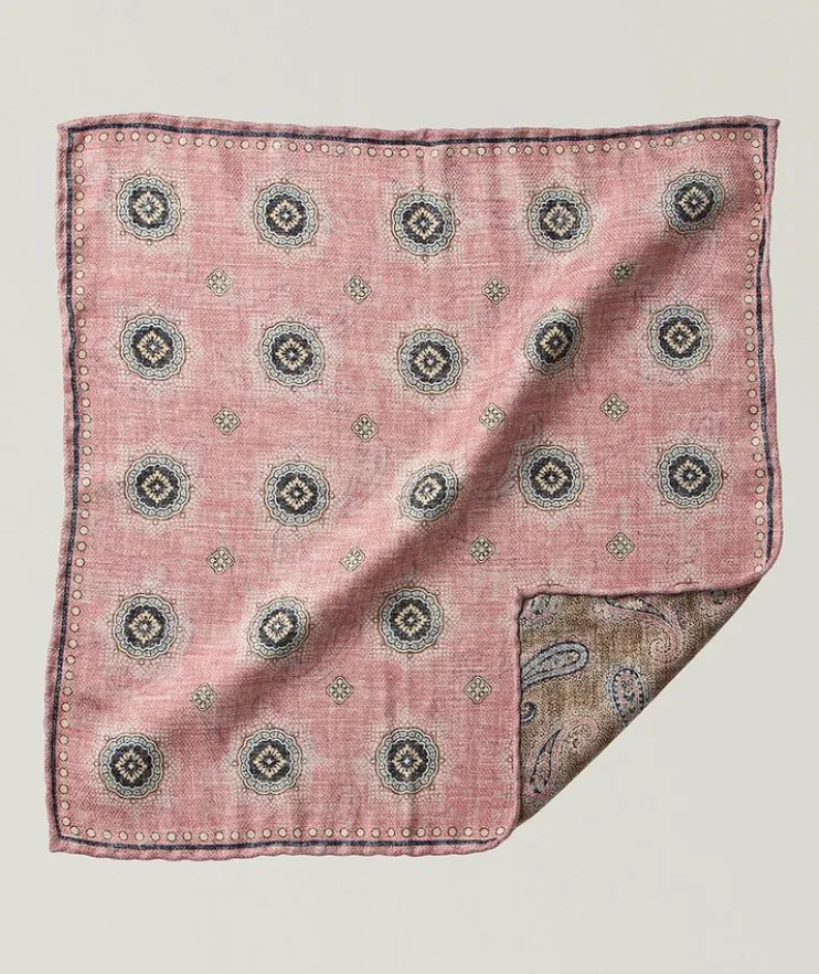 Reversible Medallion-Paisley Silk Pocket Square