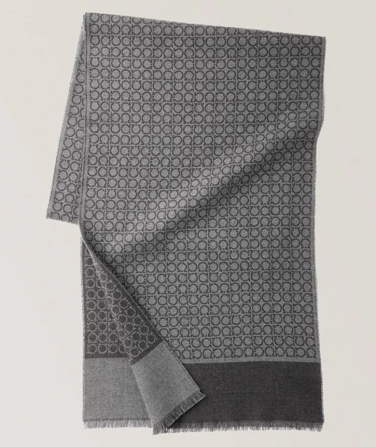 Reversible Mini Gancio Pattern Wool Scarf