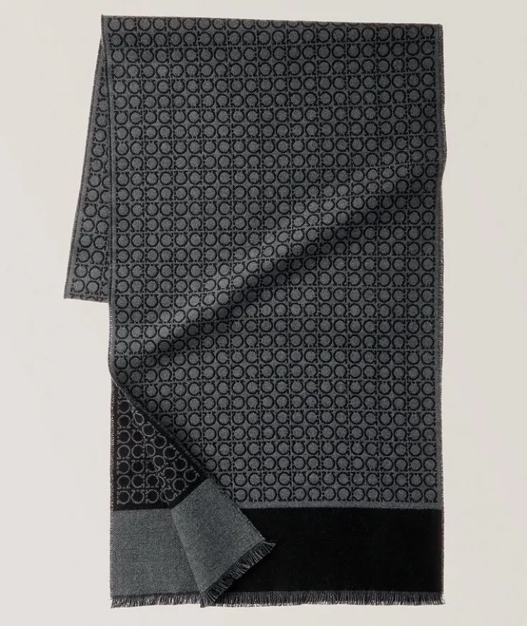 Reversible Mini Gancio Pattern Wool Scarf