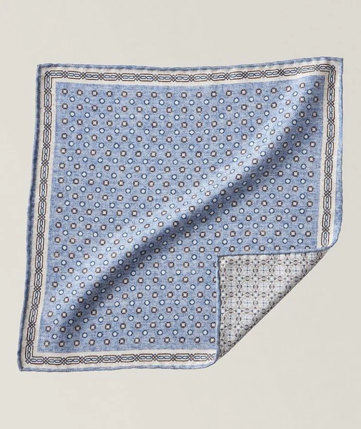 Reversible Neat & Arabeque Pattern Pocket Square