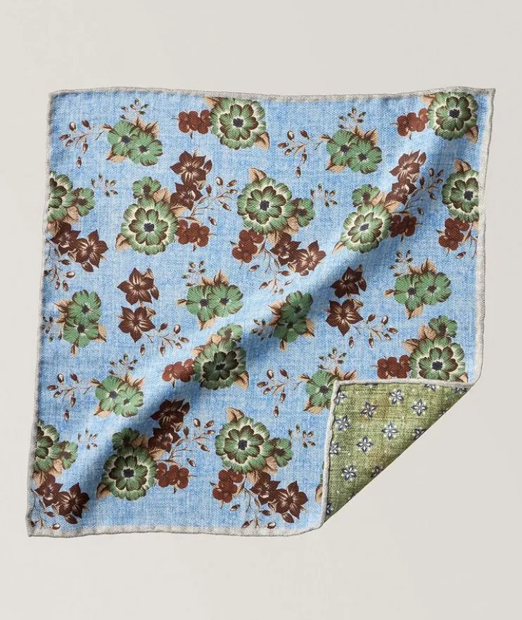 Reversible Neat-Floral Silk Pocket Square