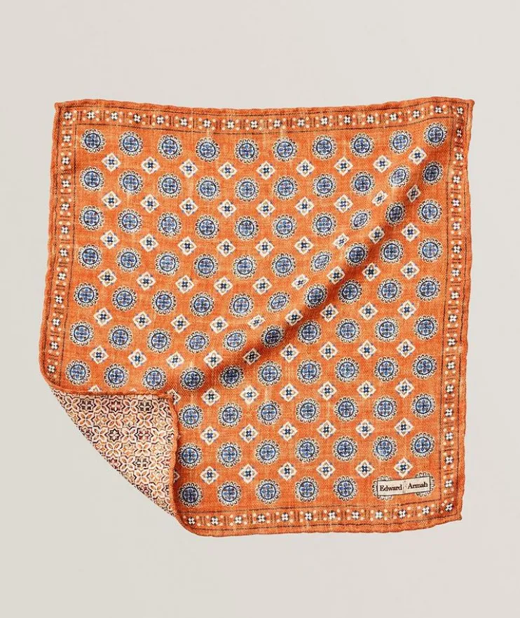 Reversible Paisley-Medallion Silk Pocket Square