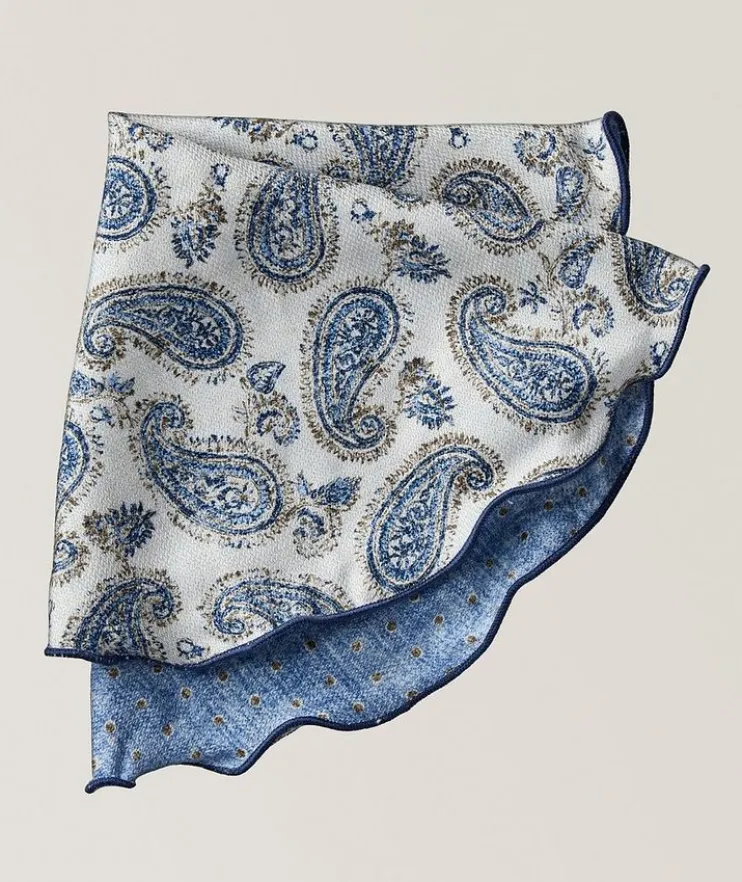 Reversible Paisley-Dots Silk Pocket Circle