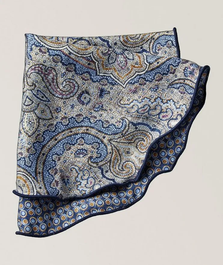 Reversible Paisley-Dots Silk Pocket Circle