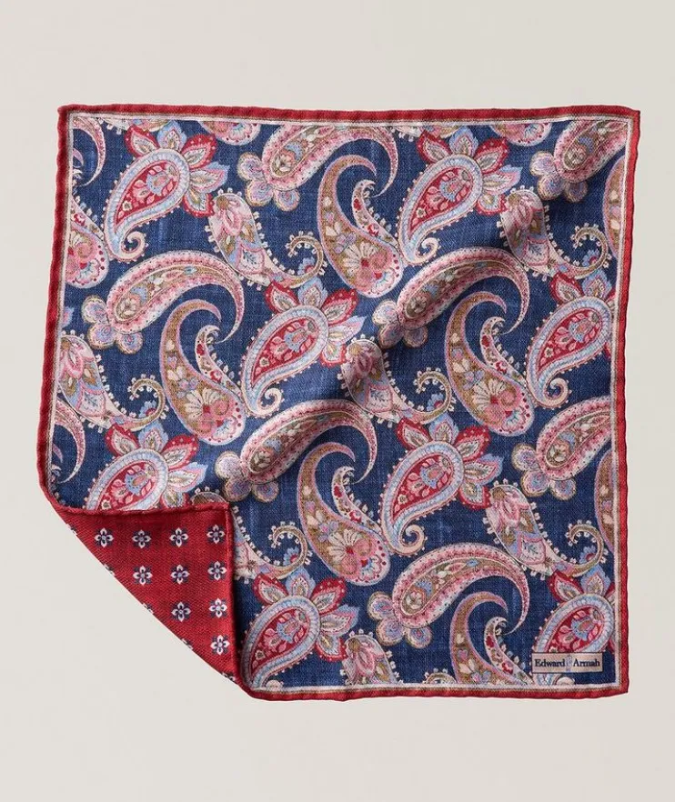 Reversible Paisley-Neat Silk Pocket Square