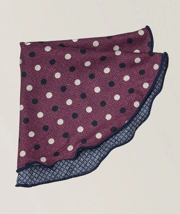 Reversible Polka Dot-Neat Silk Pocket Circle