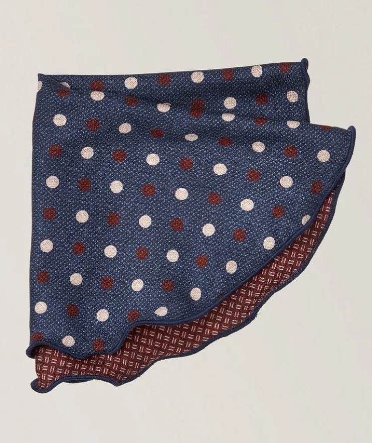 Reversible Polka Dot-Neat Silk Pocket Circle