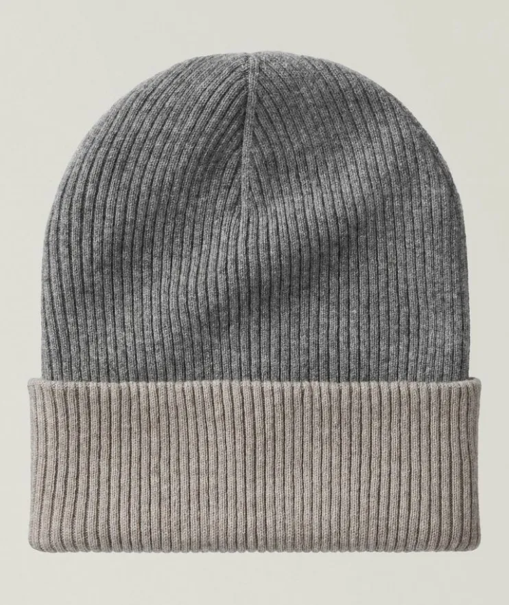Reversible Ribbed Cashmere Beanie