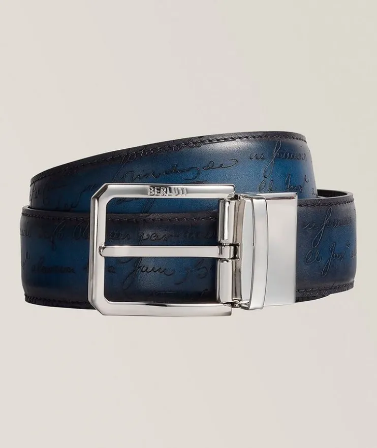 Reversible Scritto Leather Belt