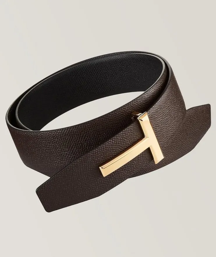Reversible T-Buckle Leather Belt