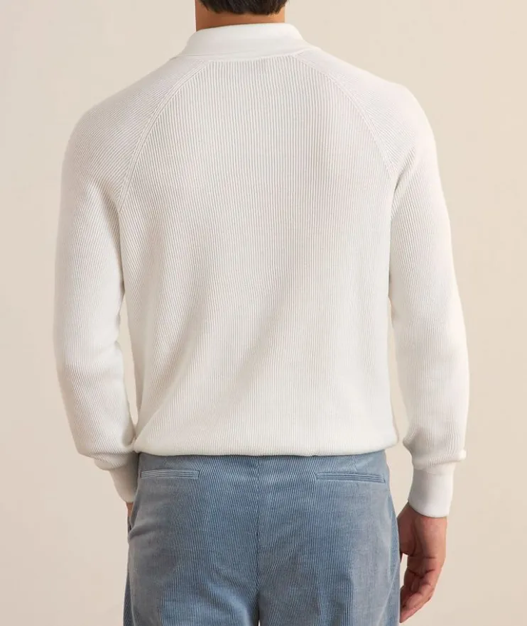 Ribbed Cotton Polo Sweater