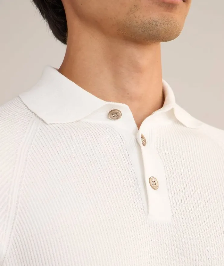 Ribbed Cotton Polo Sweater