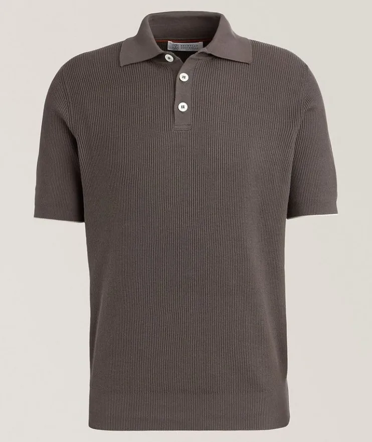 Ribbed Cotton Polo Sweater