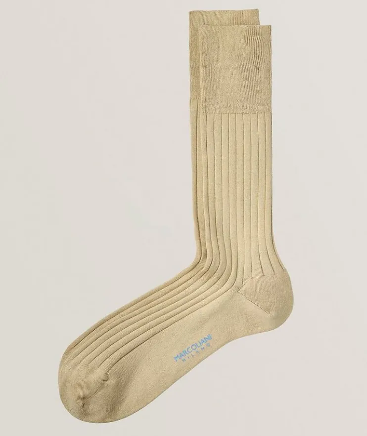 Ribbed Cotton-Blend Dress Socks