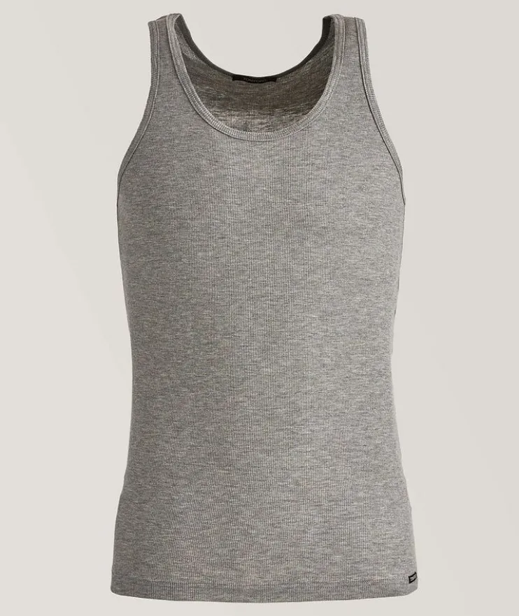 Ribbed Cotton-Blend Tank Top