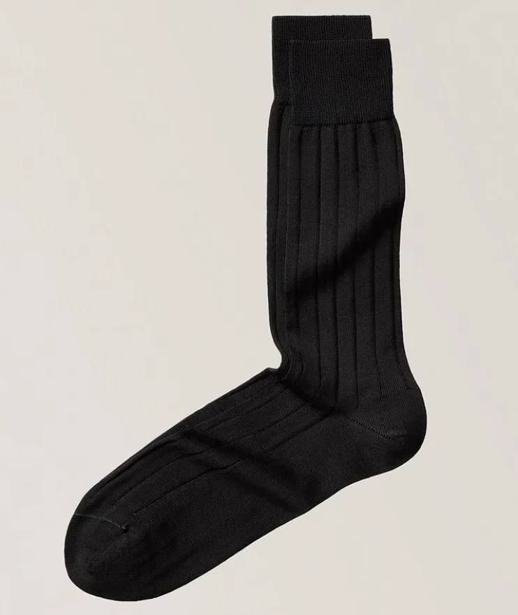Ribbed Cotton-Blend Socks