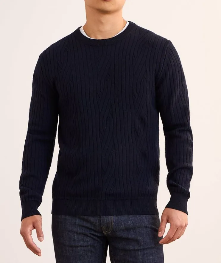 Ribbed Wool-Cashmere Crewneck Sweater