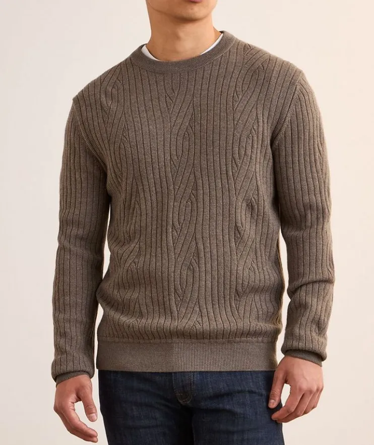 Ribbed Wool-Cashmere Crewneck Sweater
