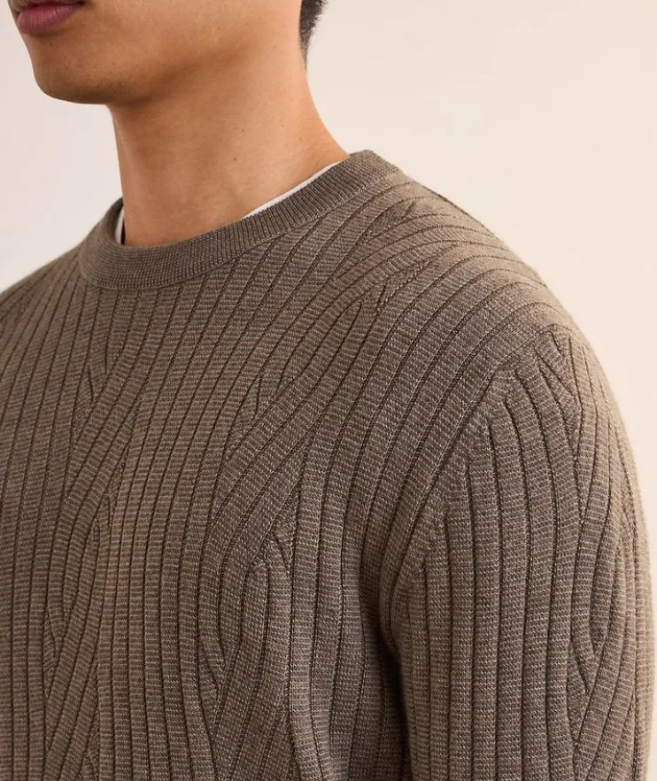 Ribbed Wool-Cashmere Crewneck Sweater