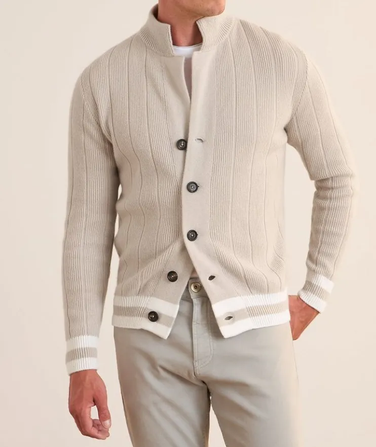 Rib-Knit Cashmere Cardigan