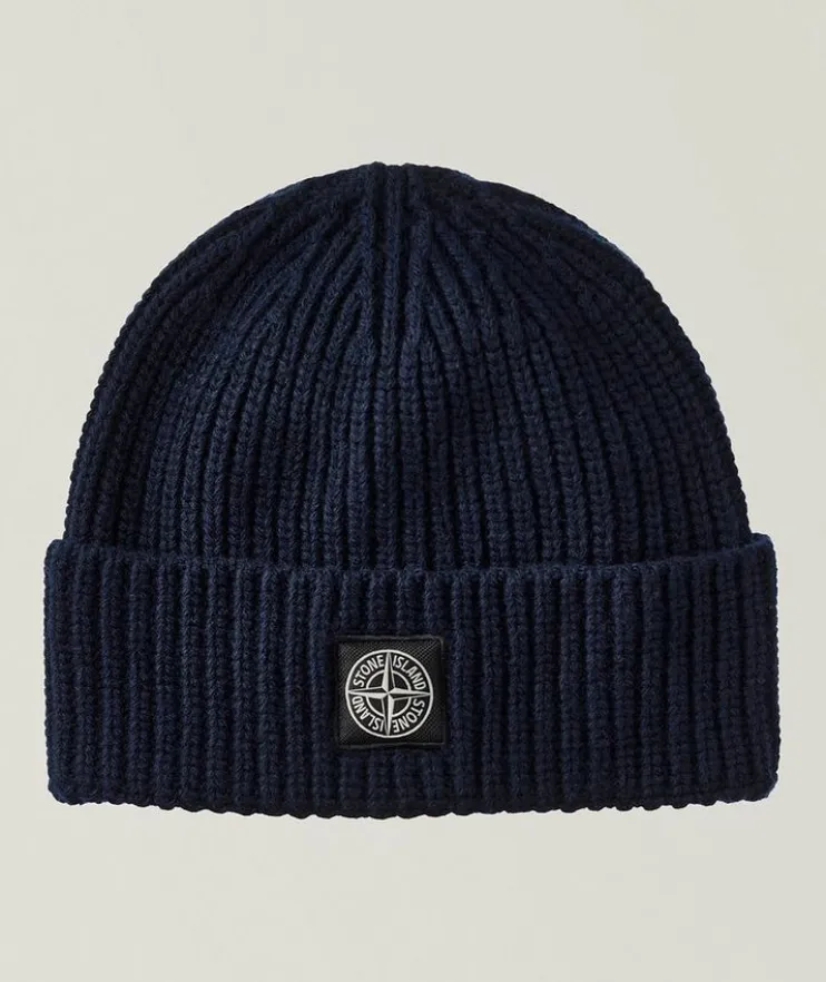 Rib-Knit Wool Beanie