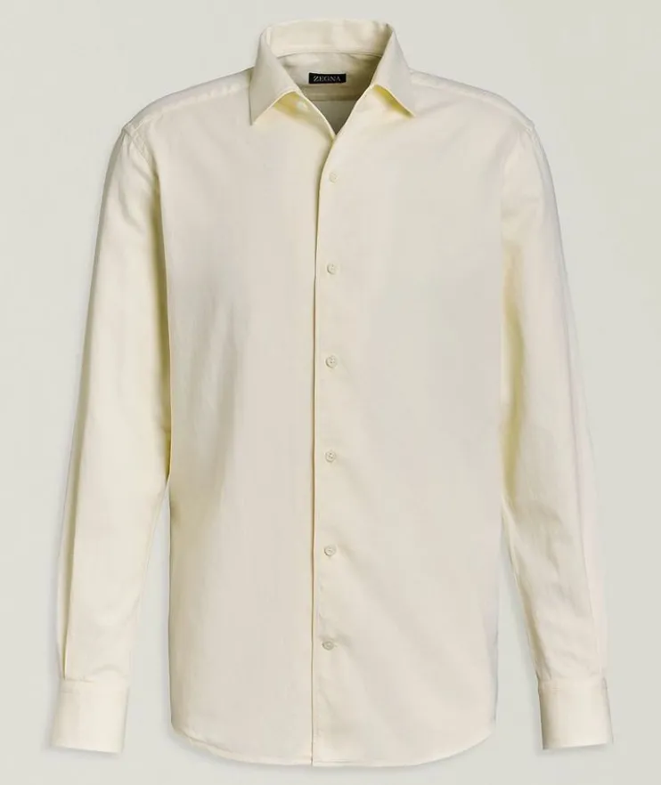 Rinse-Washed Cotton-Linen Denim Shirt