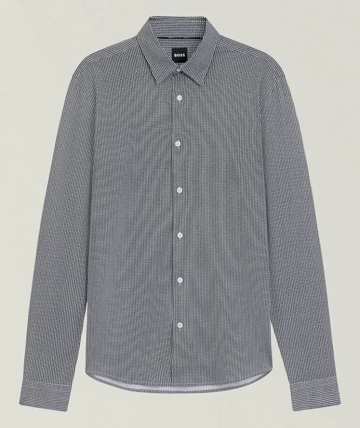 Roan Neat-Print Flex-Weave Shirt