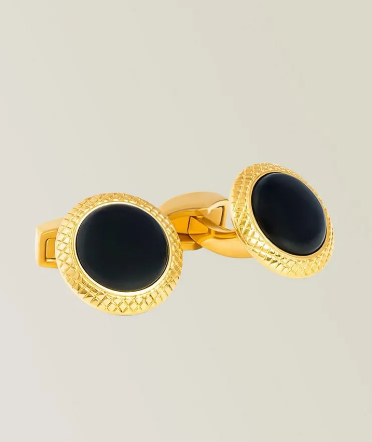 Round Onyx Bullseye Cufflinks