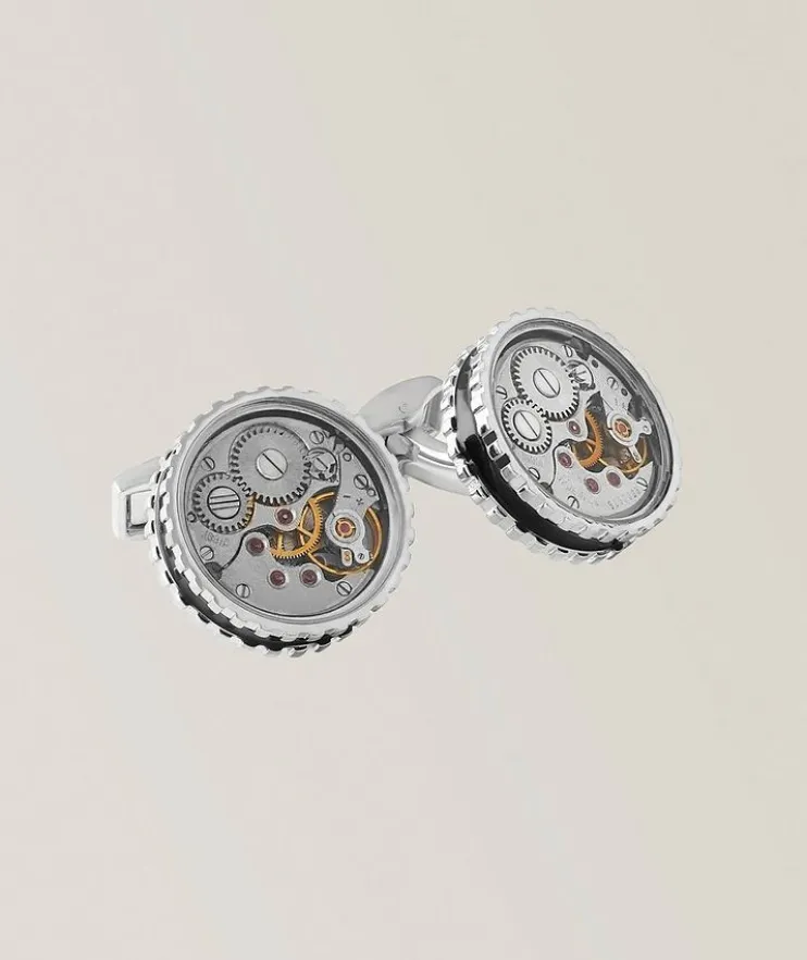 Round Skeleton Gear Static Cufflinks