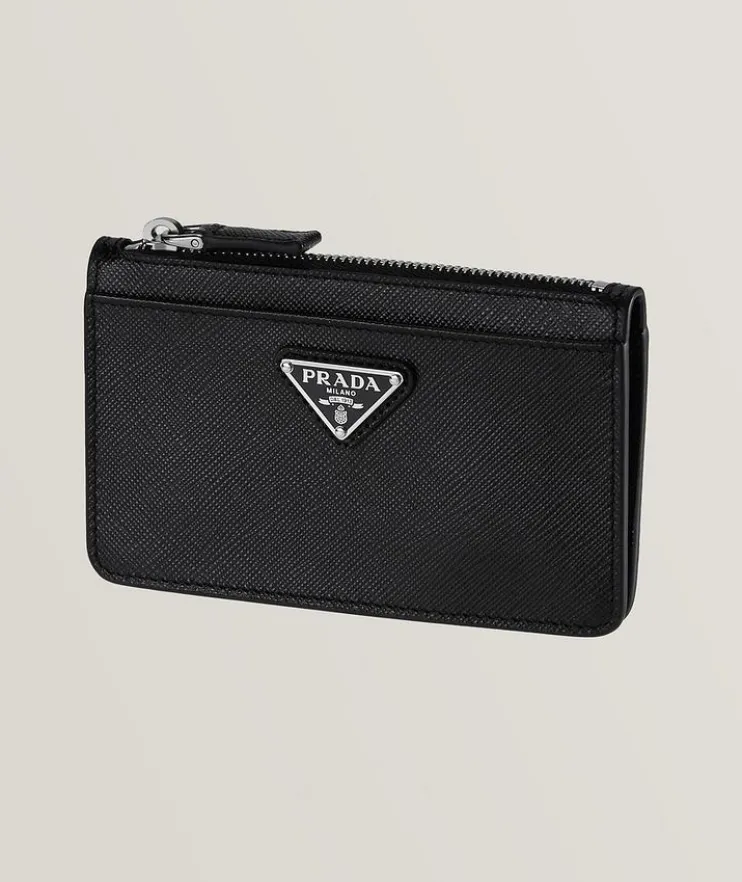 Saffiano Leather Zipper Card Case