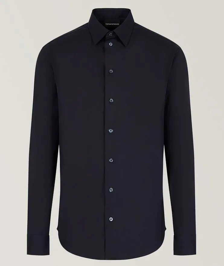 Satin Stretch Cotton-Blend Sport Shirt