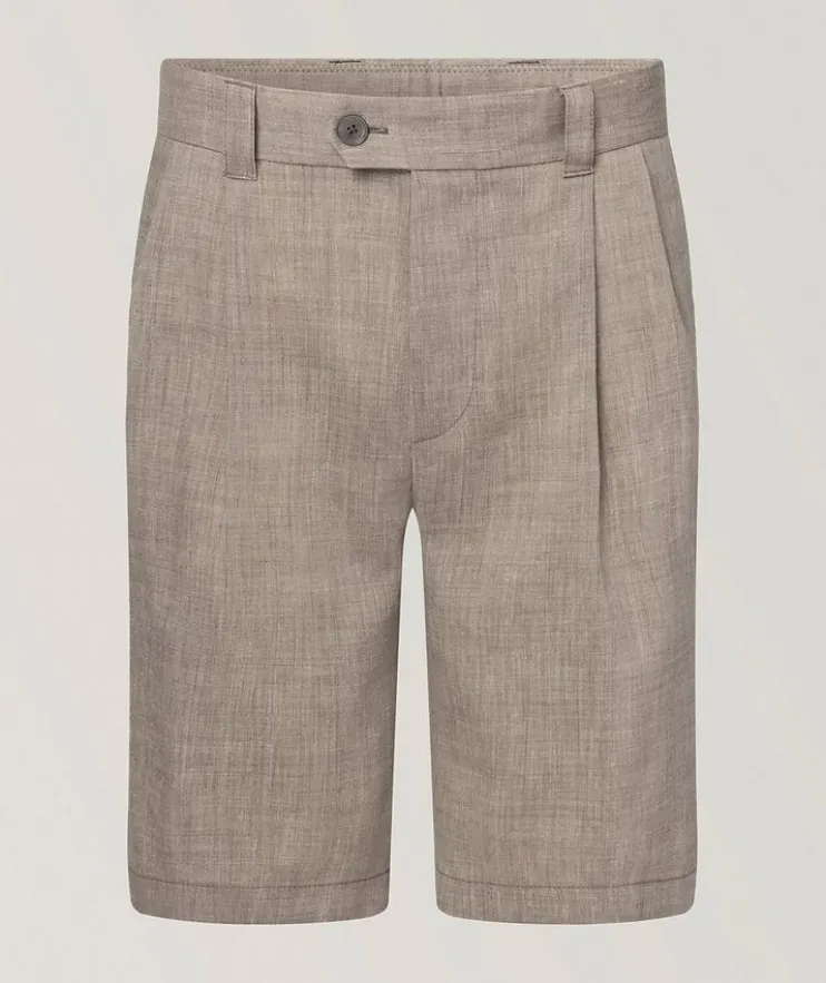Schio Pleated Linen-Wool Shorts
