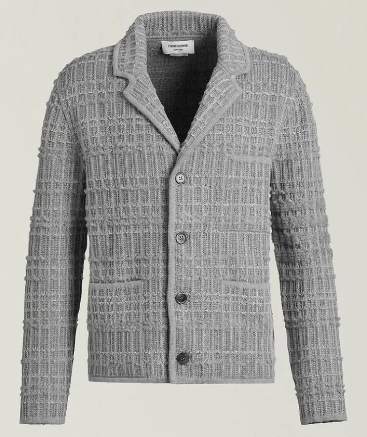 Seersucker Knit Tweed Jacquard Cardigan