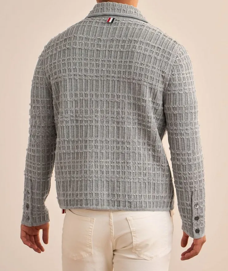 Seersucker Knit Tweed Jacquard Cardigan