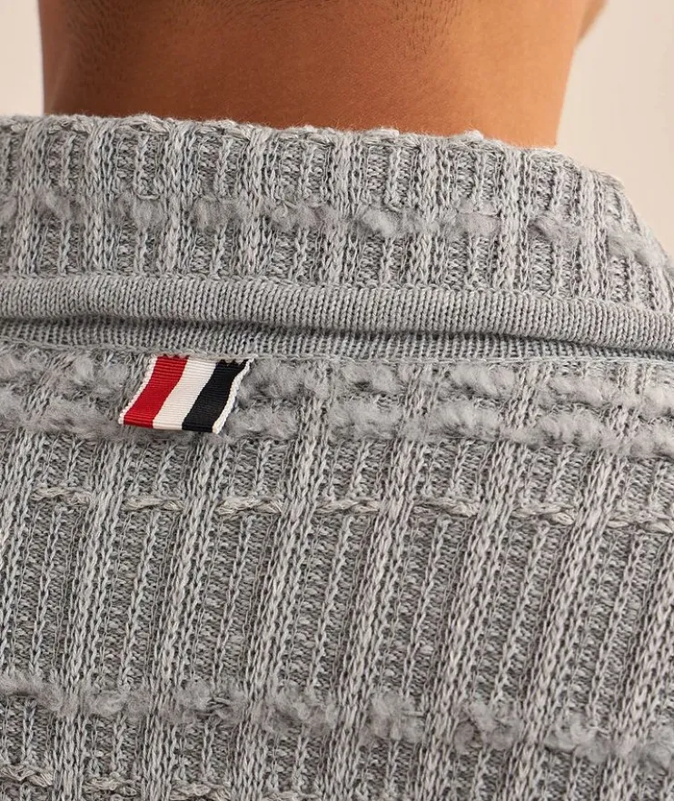 Seersucker Knit Tweed Jacquard Cardigan