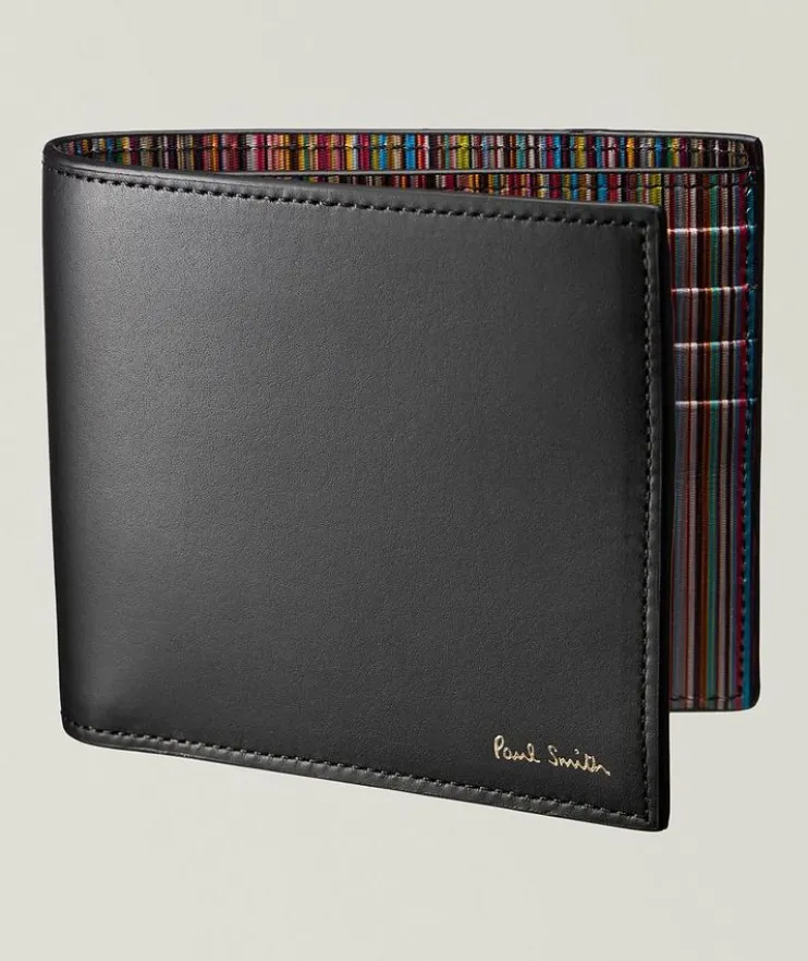 Signature Stripe Bifold Leather Wallet