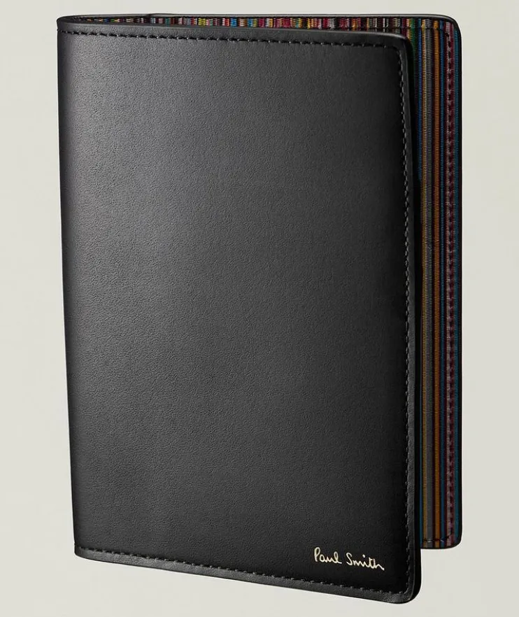 Signature Stripe Leather Passport Holder