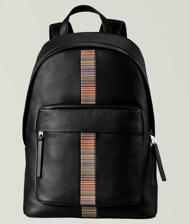 Signature Stripe Leather Backpack