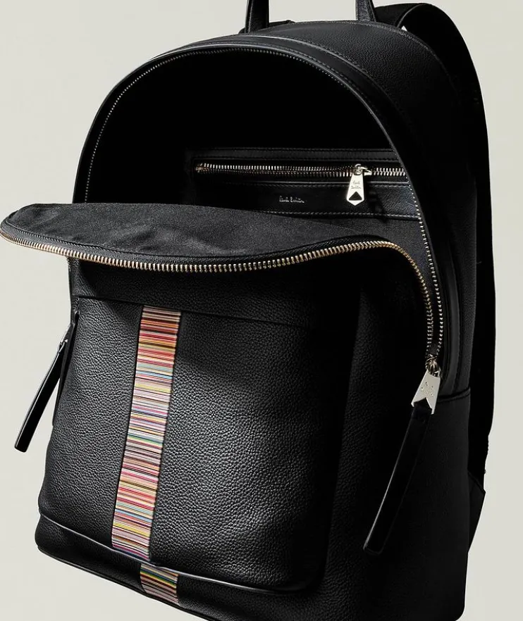 Signature Stripe Leather Backpack