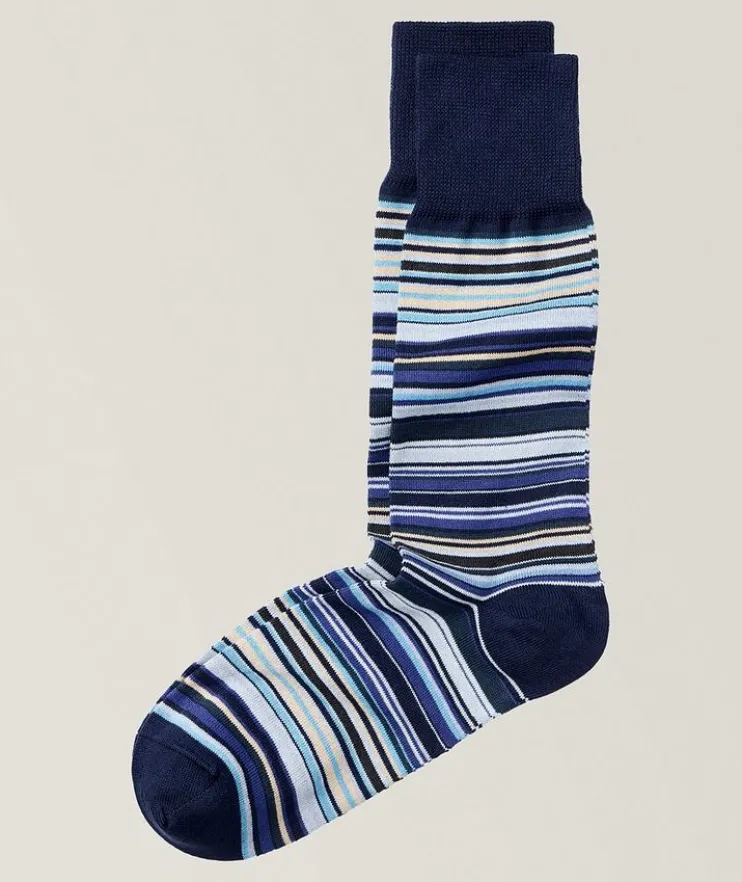 Signature Stripe Stretch Cotton-Blend Dress Socks