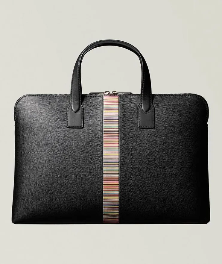 Signature Stripe Slim Leather Folio Bag