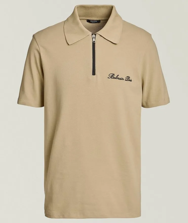 Signature Zip Cotton Piqué Polo