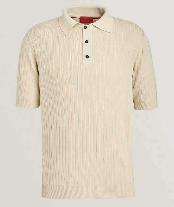 Silk Ribbed Knit Polo