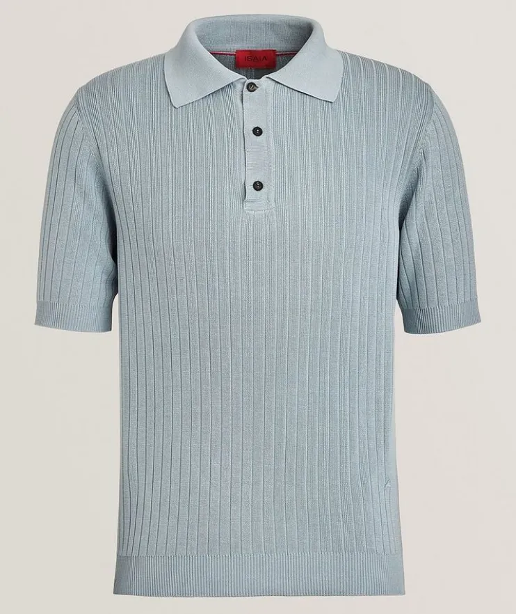 Silk Ribbed Knit Polo