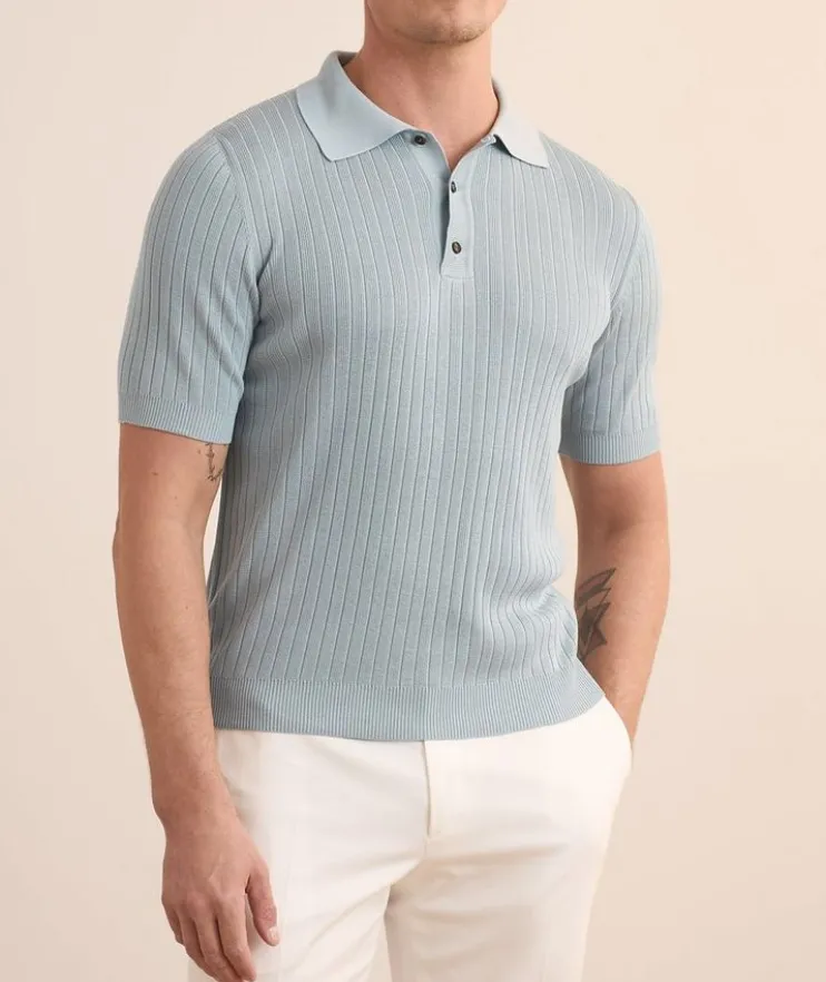 Silk Ribbed Knit Polo