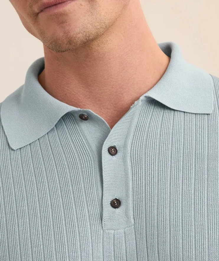 Silk Ribbed Knit Polo